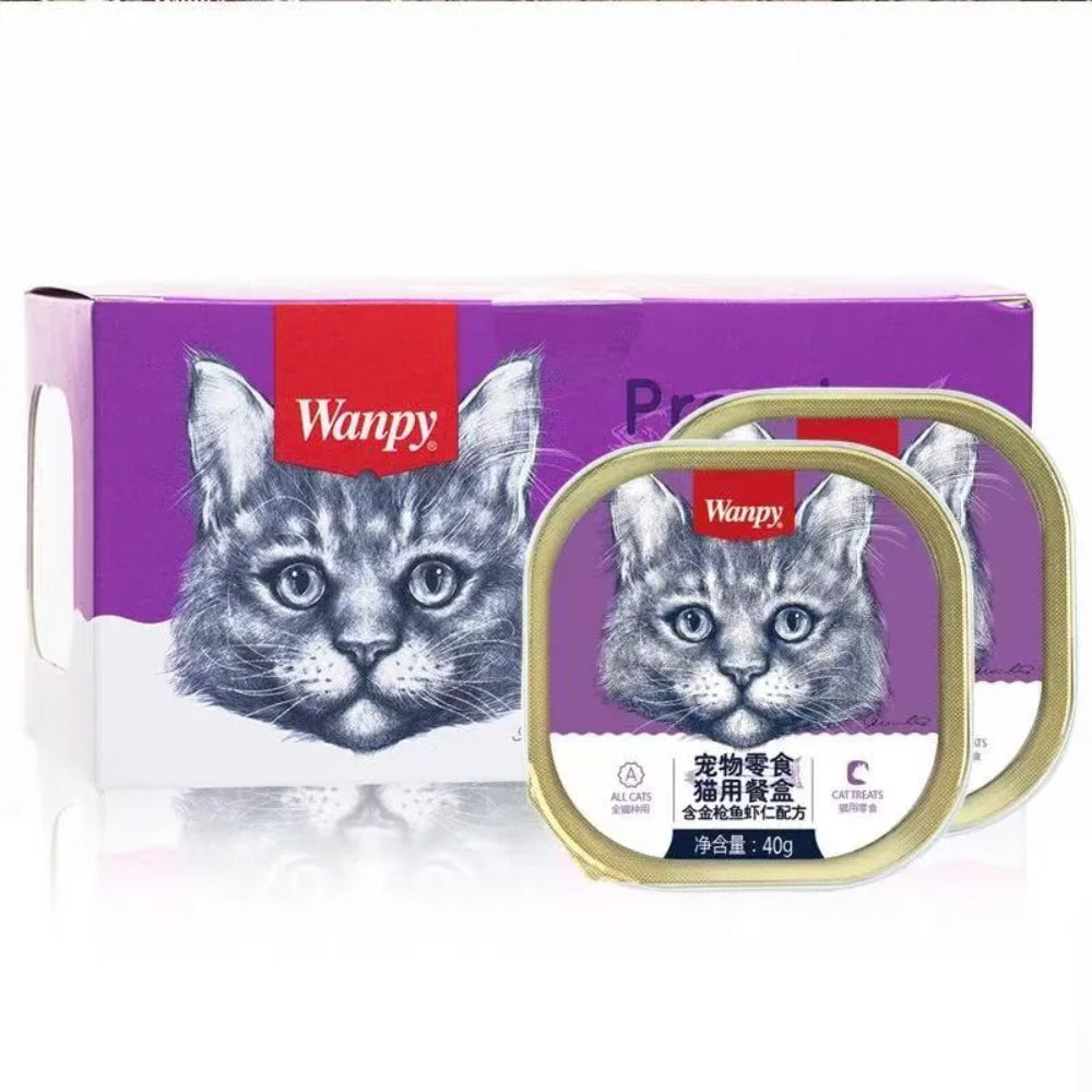 Wanpy Pet Snack Cat Meal Box contains tuna and shrimp recipe