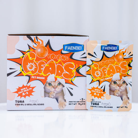 FAENEBI Pet Snack  Popping Beads  Pouch Tuna + Fish Oil & Krill  Oil Popping Beads 70g*12pcs