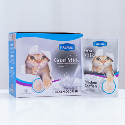 Goat Milk Pet Snack Wet  Food Pouch 85g*12pcs