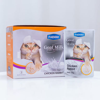 Goat Milk Pet Snack Wet  Food Pouch 85g*12pcs
