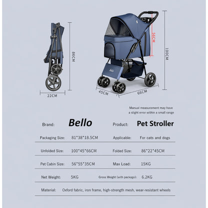 Bello Foldable Pet Stroller for Dogs & Cats SP02