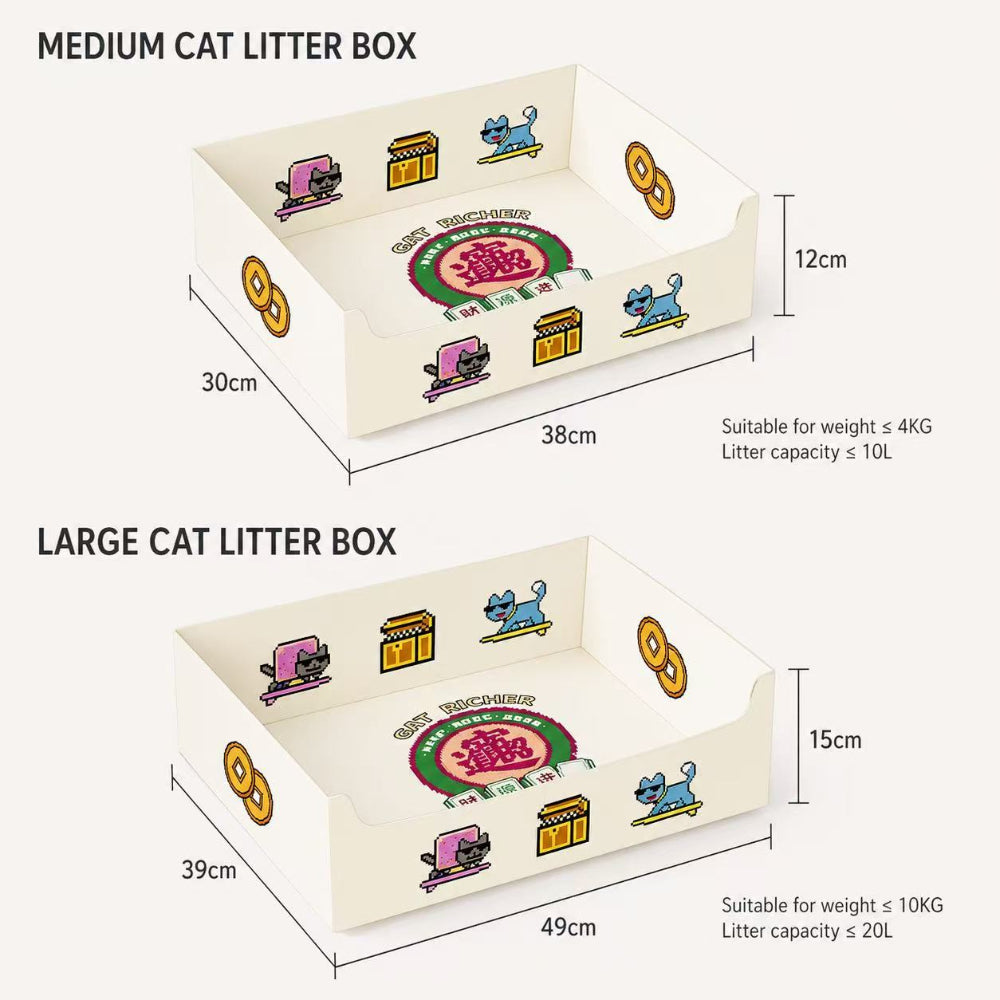 Disposable Double-Layer Cat Litter Box (Leak-Proof, No Cleaning) Tray-Fortune Edition