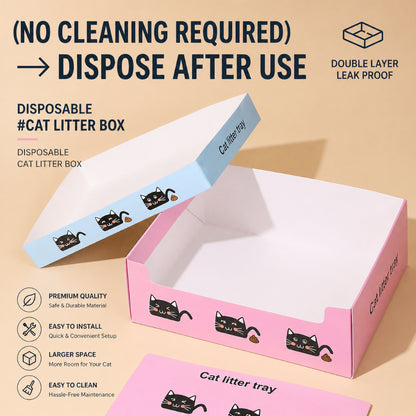Disposable Cat Litter Box – Foldable & Waterproof (Use & Toss)