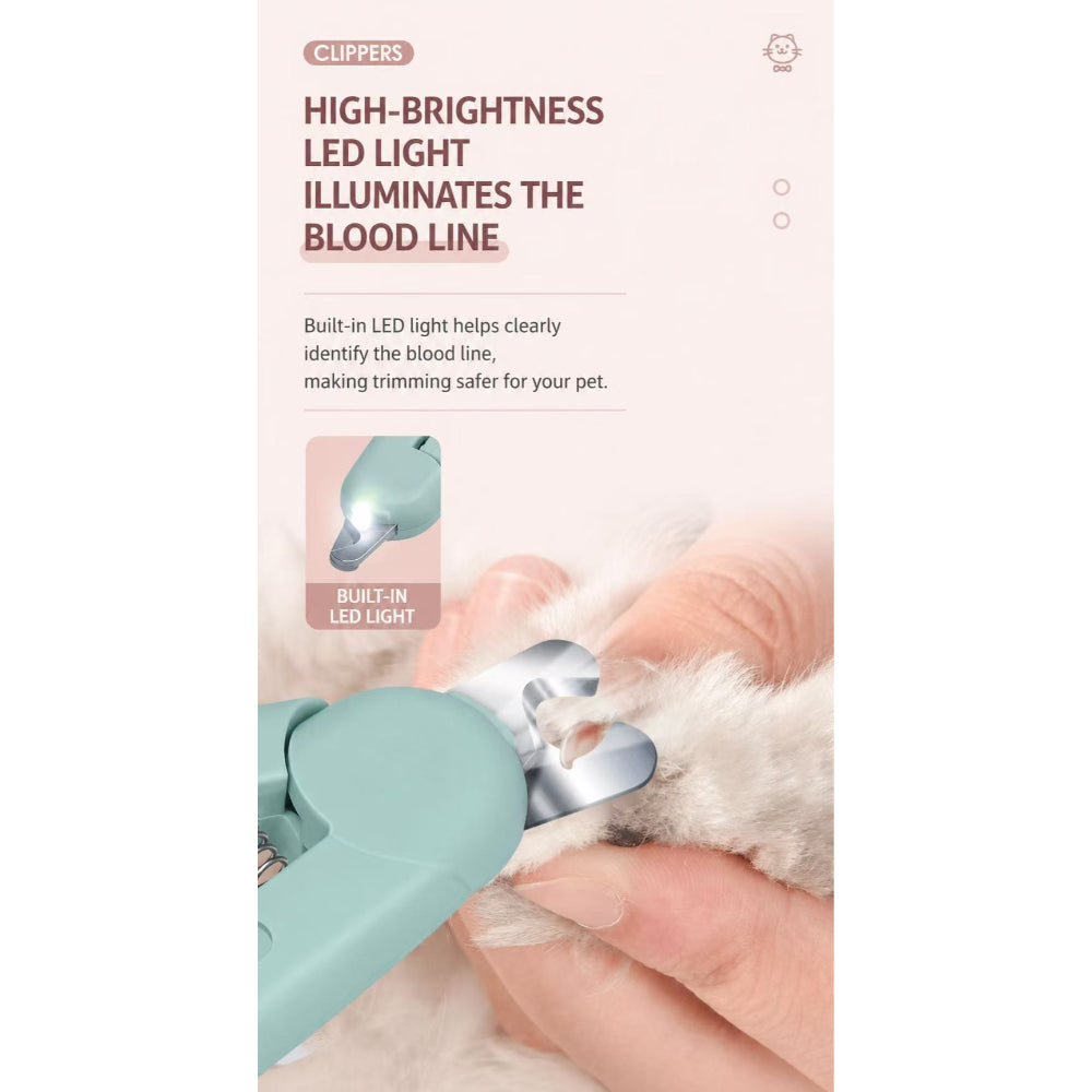 LED Pet Nail Clipper with Light | Safe, Precise & Anti-Split Design