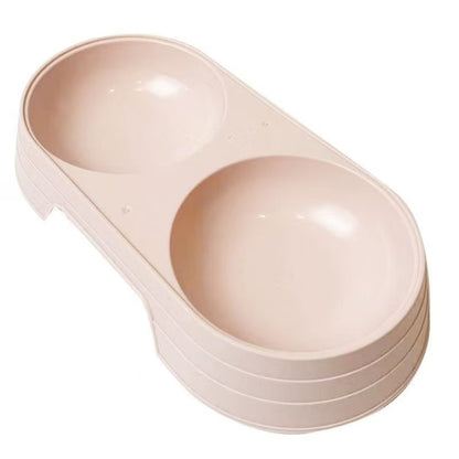 Pet Plastic Double Bowl (Food & Water) – Pink / Blue / Purple