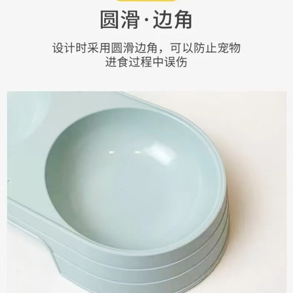Pet Plastic Double Bowl (Food & Water) – Pink / Blue / Purple