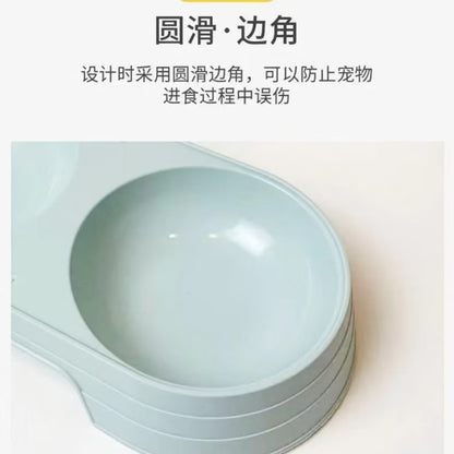 Pet Plastic Double Bowl (Food & Water) – Pink / Blue / Purple