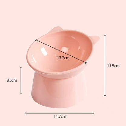Nordic Tilted Elevated Cat Bowl – Anti-Spill Neck Protection Pet Feeding Bowl