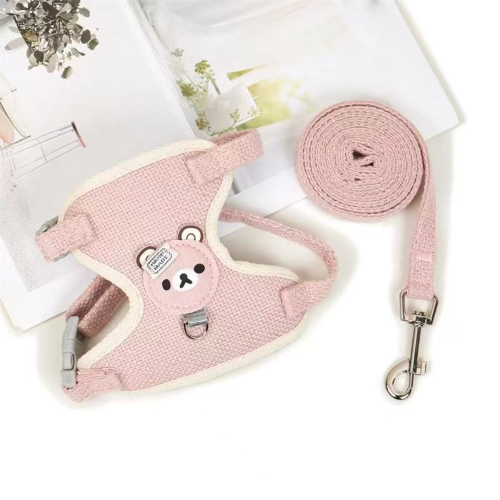 Cute Adjustable Pet Harness & Leash Set – Soft Vest for Cats & Small DogS