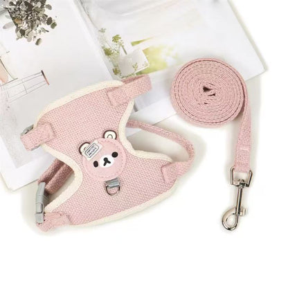 Cute Adjustable Pet Harness & Leash Set – Soft Vest for Cats & Small DogS