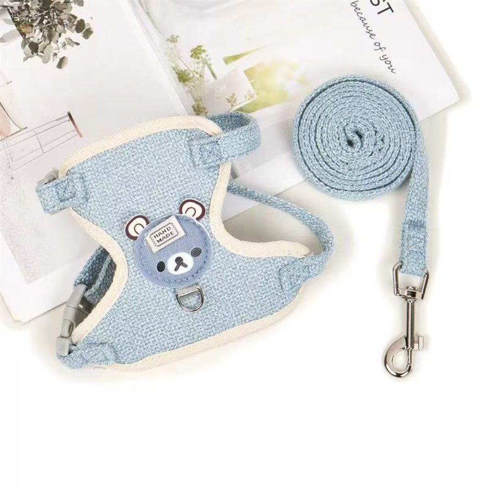 Cute Adjustable Pet Harness & Leash Set – Soft Vest for Cats & Small DogS