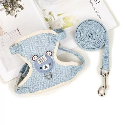 Cute Adjustable Pet Harness & Leash Set – Soft Vest for Cats & Small DogS