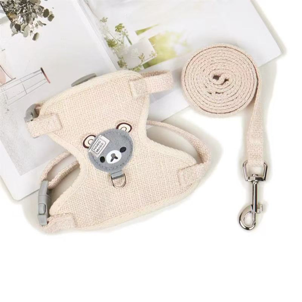 Cute Adjustable Pet Harness & Leash Set – Soft Vest for Cats & Small DogS