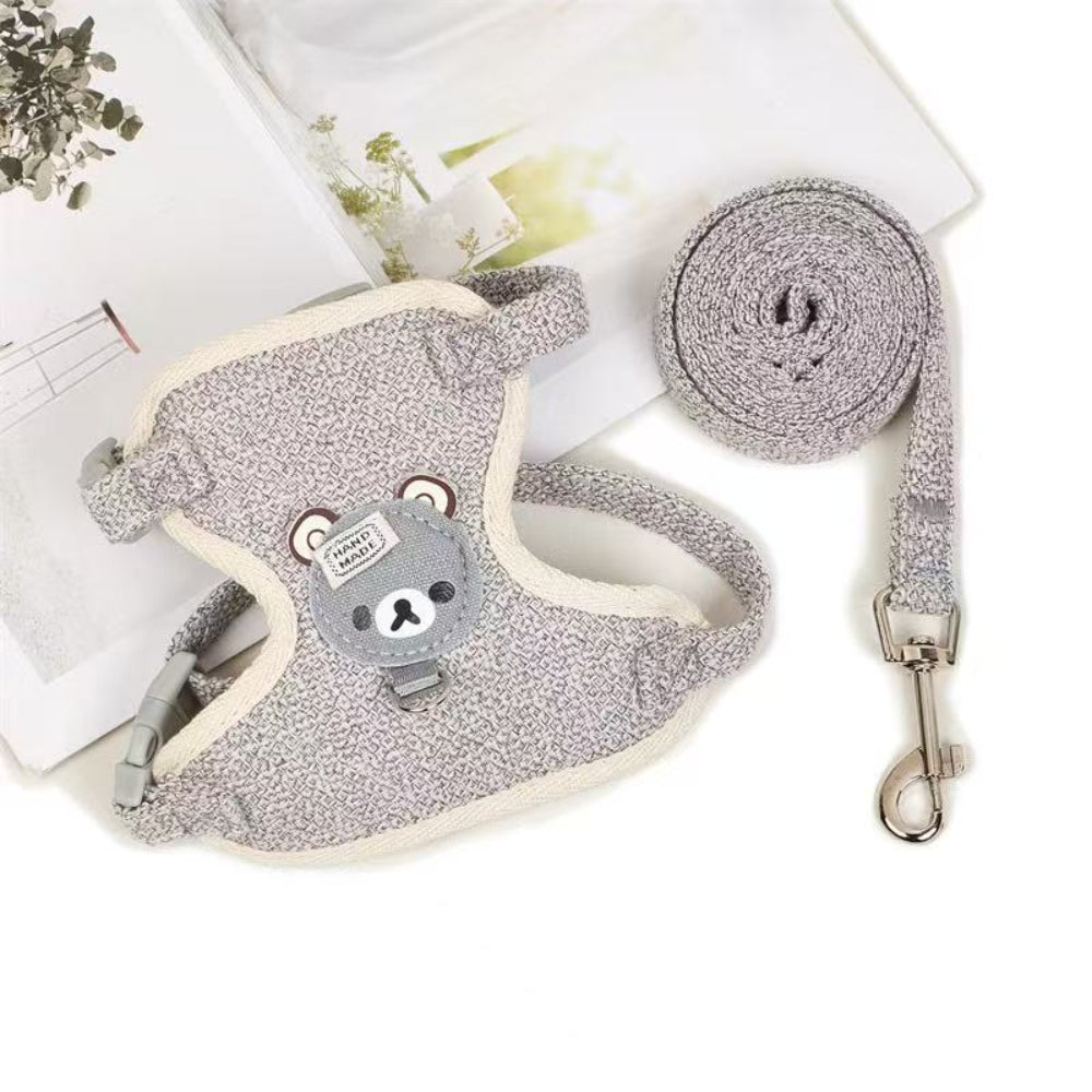 Cute Adjustable Pet Harness & Leash Set – Soft Vest for Cats & Small DogS