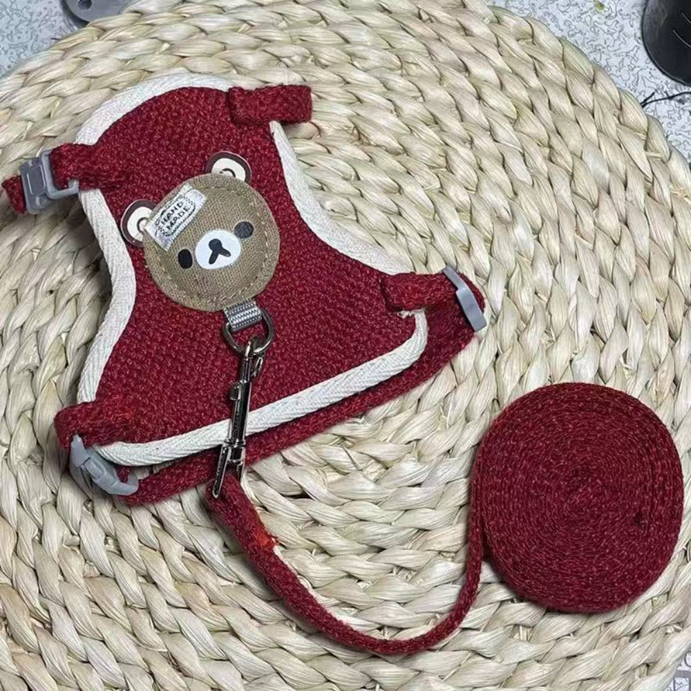 Cute Adjustable Pet Harness & Leash Set – Soft Vest for Cats & Small DogS