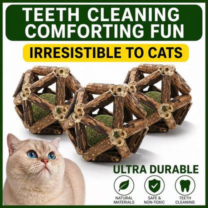Natural Catnip Ball Toy – Interactive Matatabi Chew Toy for Cats