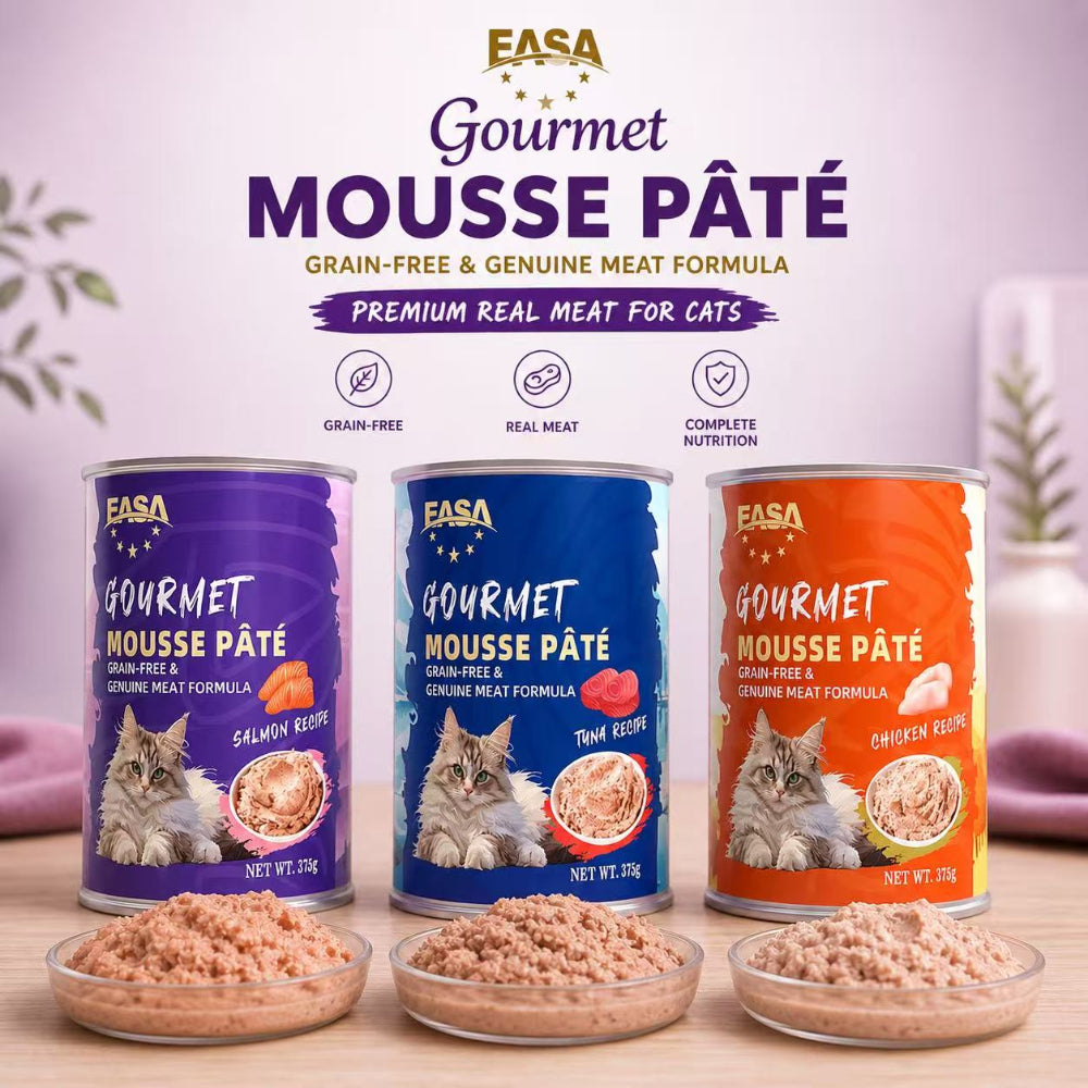 Gourmet Mousse Pâté Wet Cat Food (375g x 30 Cans) – Chicken / Tuna / Salmon