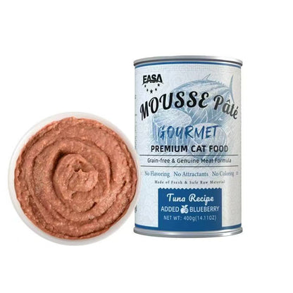 Gourmet Mousse Pâté Wet Cat Food (400g x 30 Cans) – Chicken & Pumpkin / Tuna & Blueberry / Salmon & Carrot