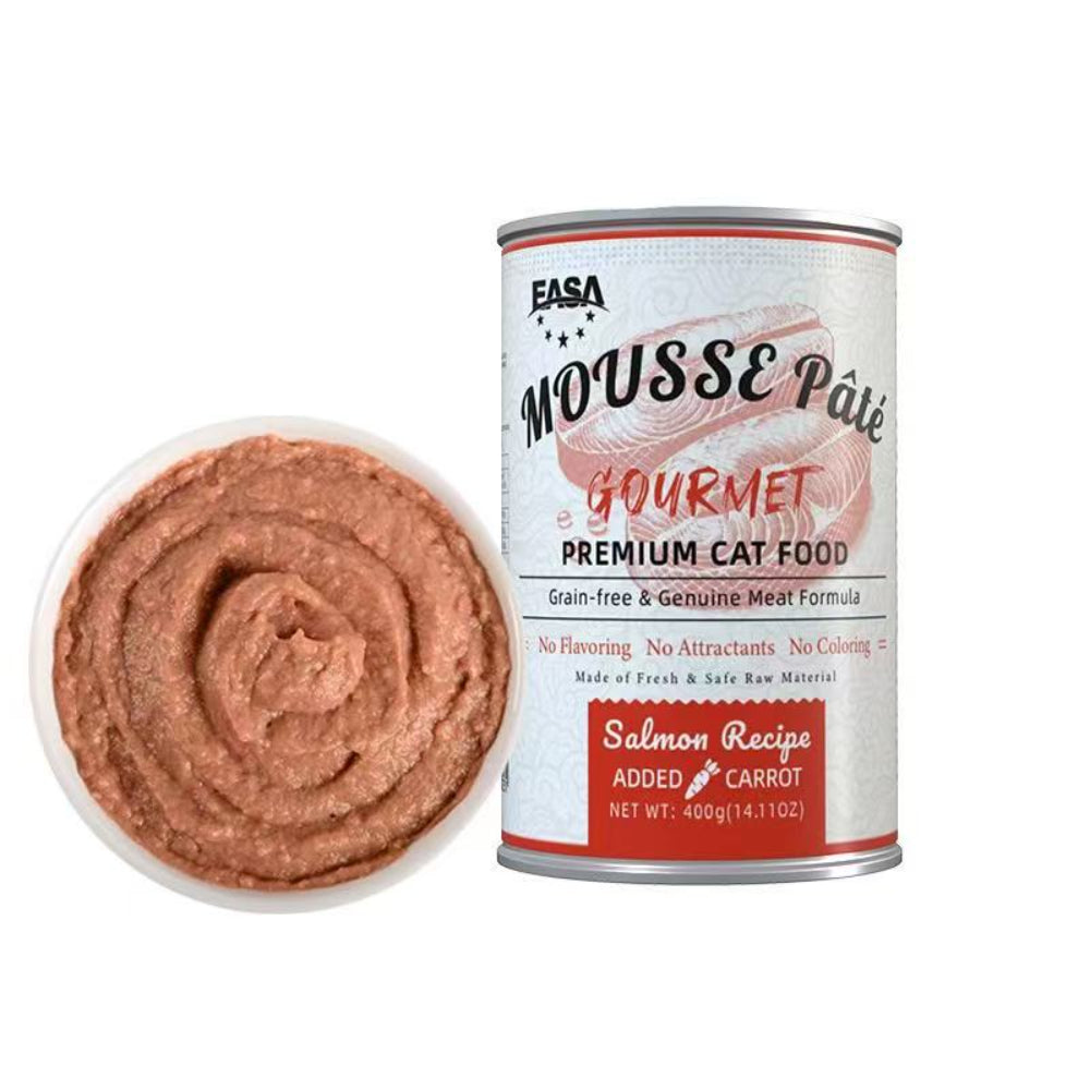 Gourmet Mousse Pâté Wet Cat Food (400g x 30 Cans) – Chicken & Pumpkin / Tuna & Blueberry / Salmon & Carrot