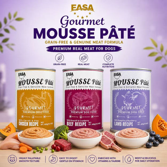 EASA Gourmet Mousse Pâté Dog Food 400g (Chicken, Beef, Lamb)