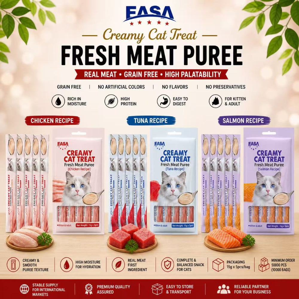 EASA Creamy Cat Treat – Fresh Meat Puree (Chicken / Tuna / Salmon) 15g × 5pcs