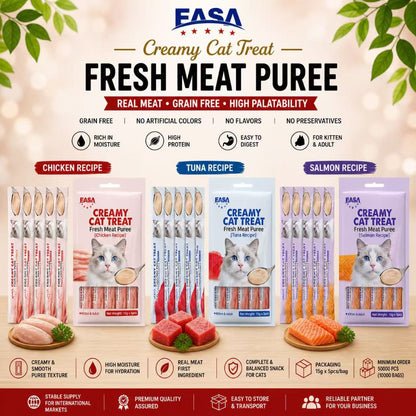 EASA Creamy Cat Treat – Fresh Meat Puree (Chicken / Tuna / Salmon) 15g × 5pcs