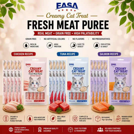 EASA Creamy Cat Treat – Fresh Meat Puree (Chicken / Tuna / Salmon) 15g × 5pcs