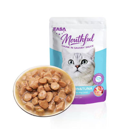 EASA Mouthful Wet Cat Food – Chunk in Savory Sauce (Chicken / Salmon & Tuna) 85g