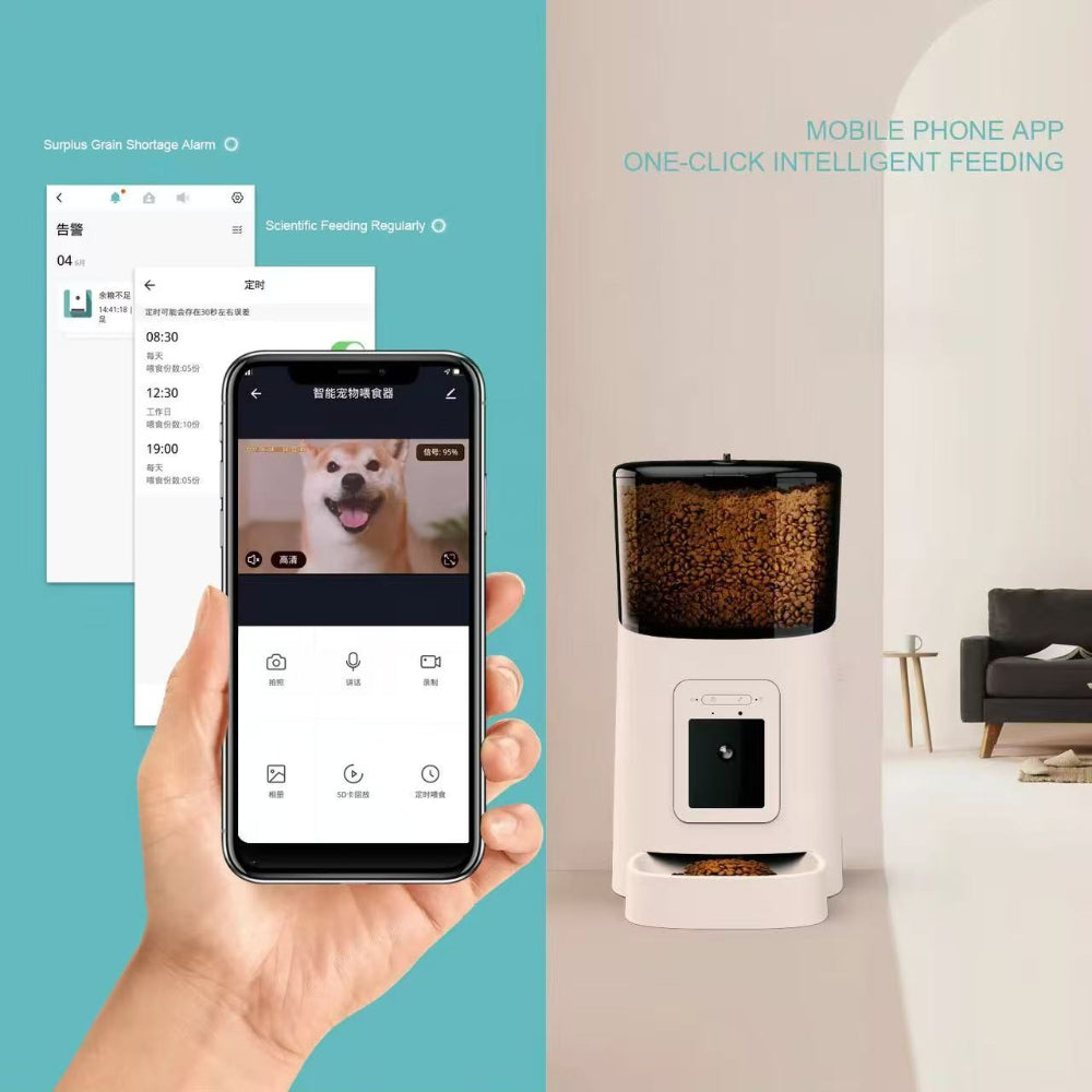 Smart Pet Feeder with 1080P Camera – 6L WiFi Automatic Dog & Cat Feeder (Tuya App)