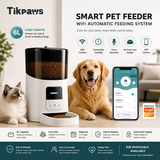 Smart Pet Feeder 480P Camera WiFi Automatic Feeder 6L Capacity APP Control QQ005 Pro