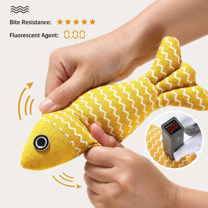Catnip Fish Plush Toy – Bite-Resistant Cotton Linen Cat Chew Toy, Interactive Self-Play Cat Toy for Kittens & Cats