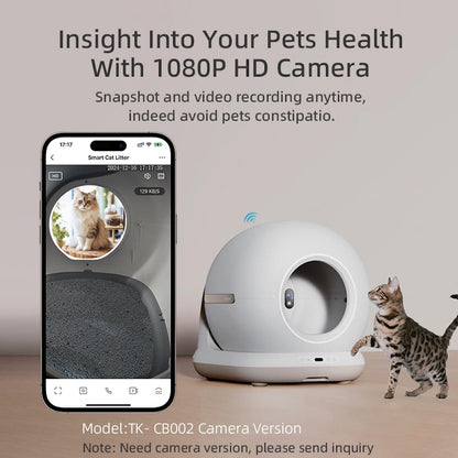 TikPaws CB002 Smart Self-Cleaning Cat Litter Box – 1080P Camera Automatic Cat Toilet with UV Sterilization & App Control
