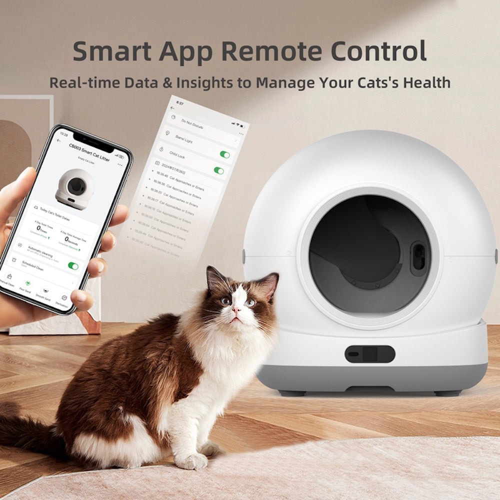 TikPaws CB003 Smart Cat Litter Box – WiFi Self-Cleaning Cat Toilet with Smart LCD & Odor Eliminator