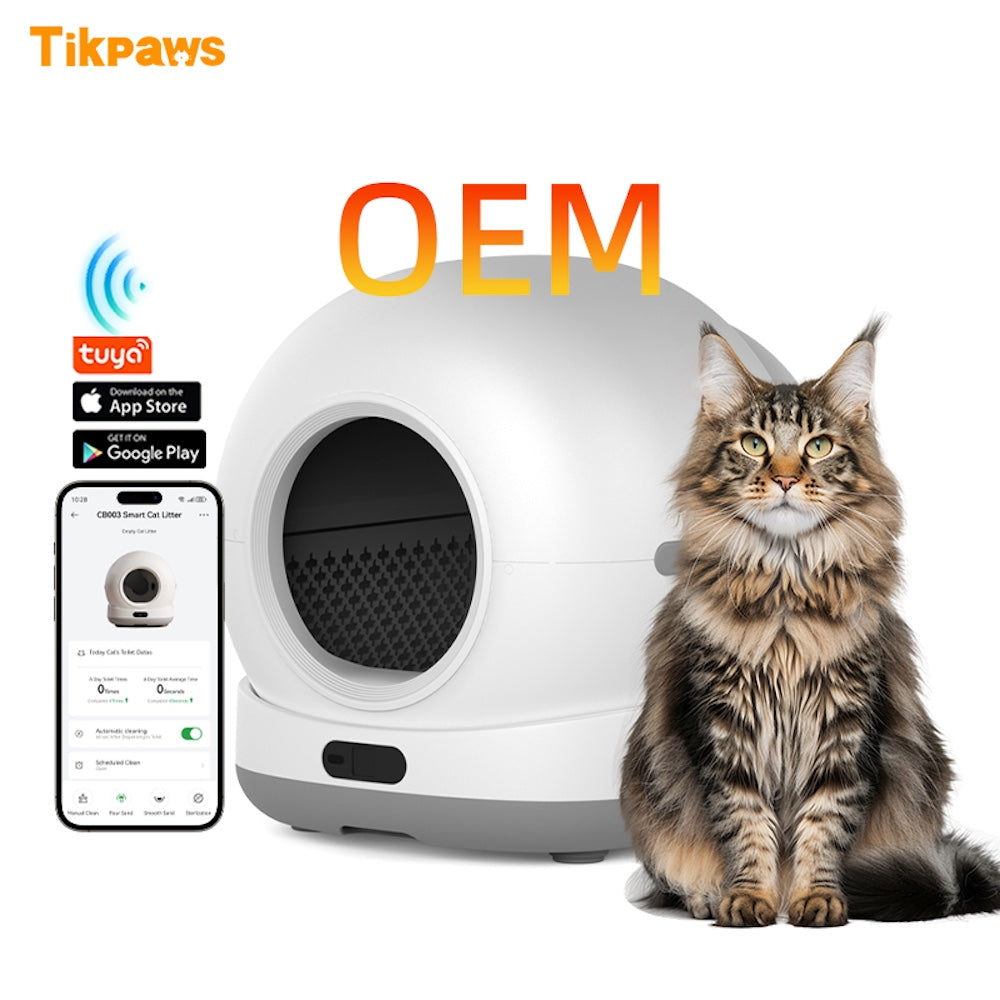 TikPaws CB003 Smart Cat Litter Box – WiFi Self-Cleaning Cat Toilet with Smart LCD & Odor Eliminator
