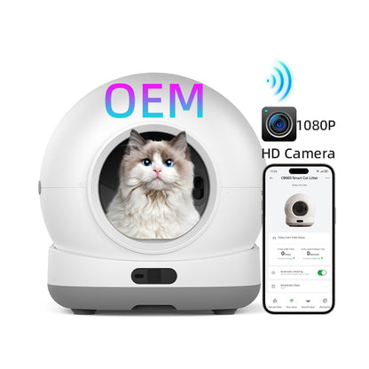 TikPaws CB004 Smart Cat Litter Box – 1080P Camera Self-Cleaning Cat Toilet with Smart LCD & App Control