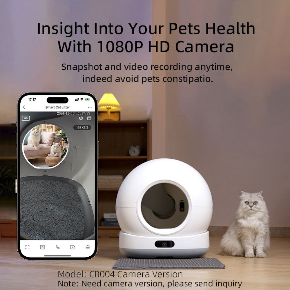 TikPaws CB004 Smart Cat Litter Box – 1080P Camera Self-Cleaning Cat Toilet with Smart LCD & App Control