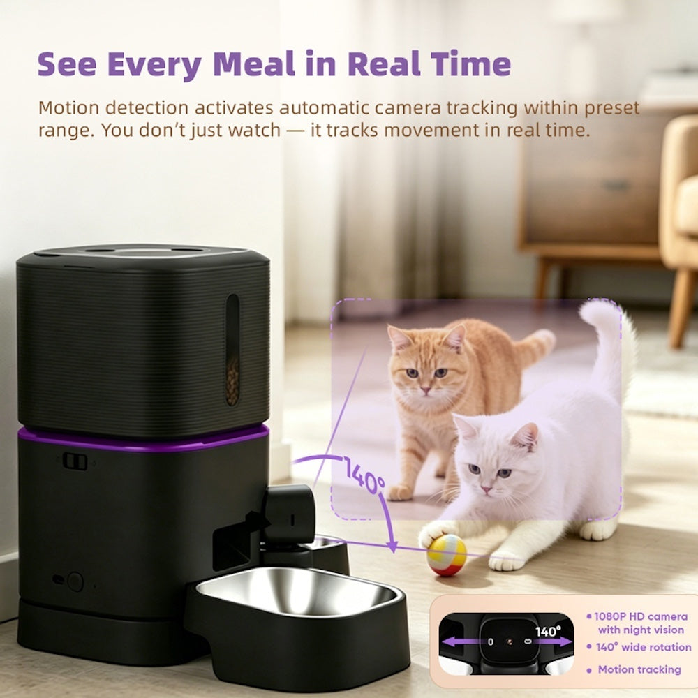 TikPaws CC002 Smart Pet Feeder 2026  – 7L Dual Bowl Automatic Feeder with 1080P Camera & App Control