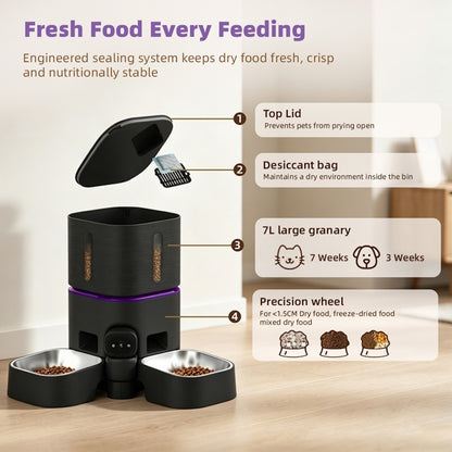 TikPaws CC002 Smart Pet Feeder 2026  – 7L Dual Bowl Automatic Feeder with 1080P Camera & App Control