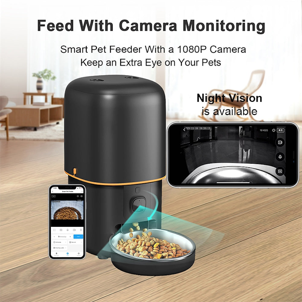 TikPaws PF05 Smart Pet Feeder – 1080P Camera Automatic Food Dispenser with Dual WiFi & Voice Recording