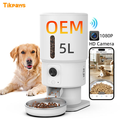 TikPaws PF09 Smart Pet Feeder – 5L Automatic Food Dispenser with 1080P Camera, Dual WiFi & App Control