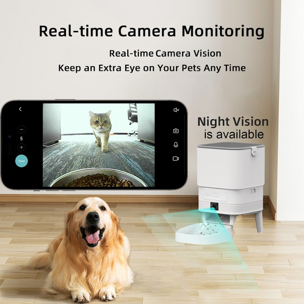 TikPaws PF15 Smart Pet Feeder – 4L Automatic Food Dispenser with 1080P Camera, Dual WiFi & Voice Recording