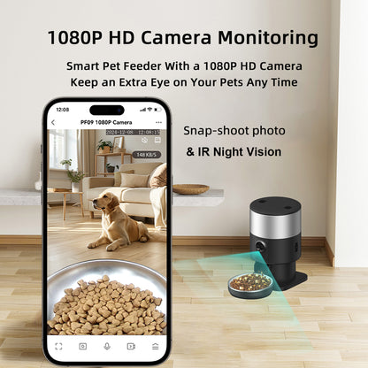 TikPaws PF09 Smart Pet Feeder – 1080P Camera Automatic Food Dispenser with Dual WiFi & Voice Recording