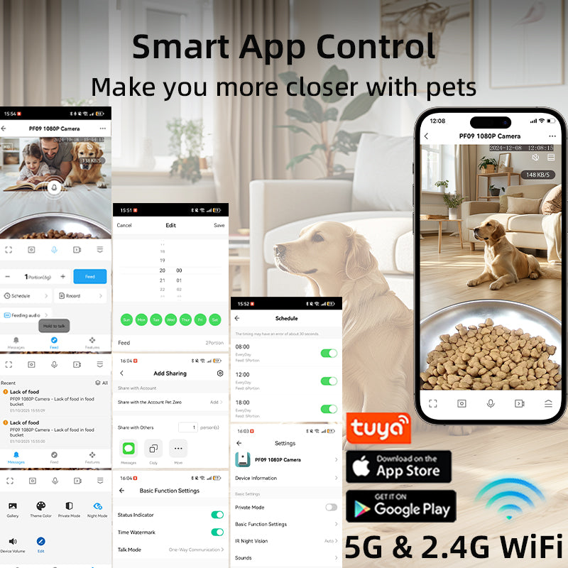 TikPaws PF09 Smart Pet Feeder – 1080P Camera Automatic Food Dispenser with Dual WiFi & Voice Recording