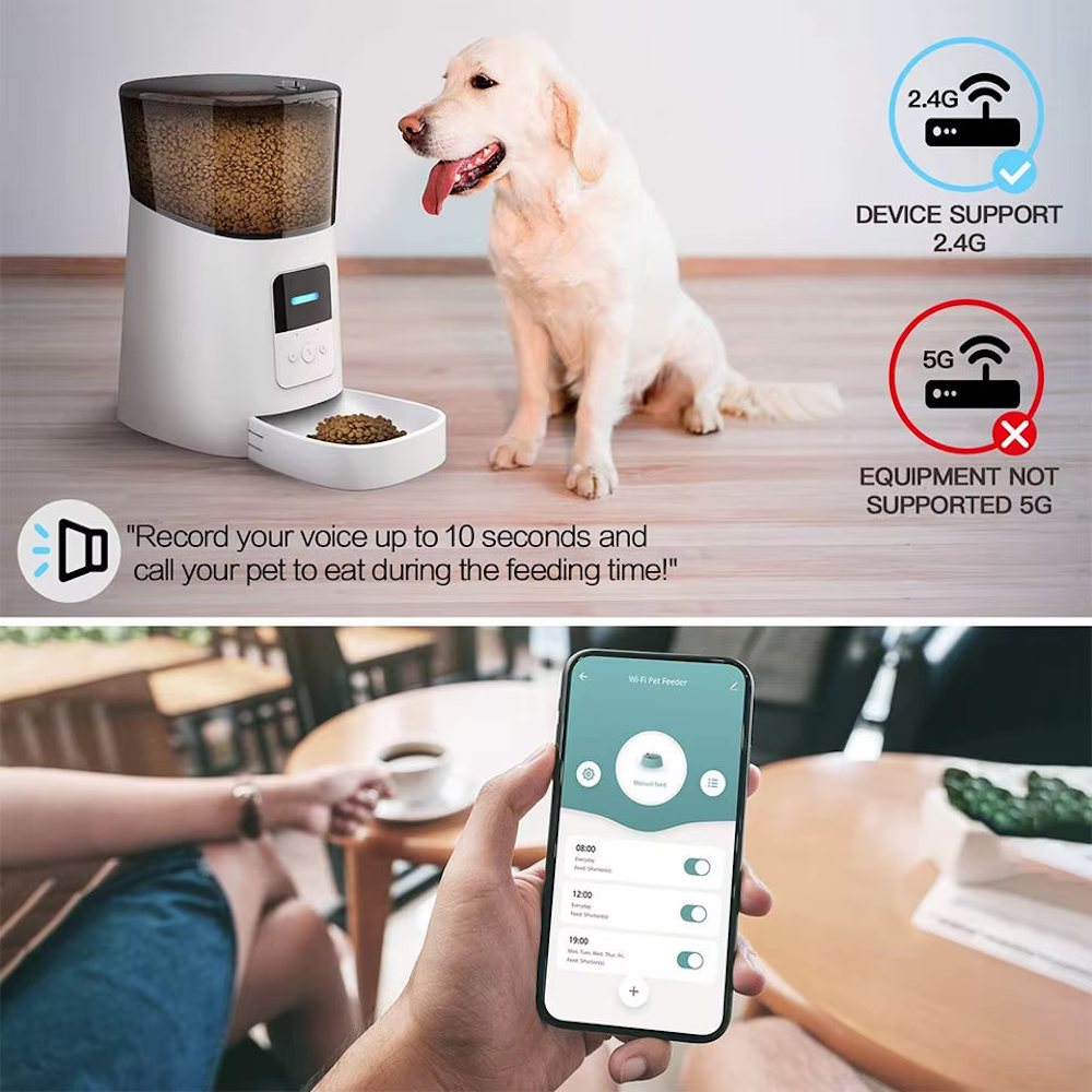 TikPaws PP005 WiFi Smart Pet Feeder – 6L Automatic Food Dispenser , 2.4GHz WiFi & Voice Recording