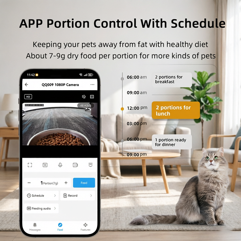 TikPaws QQ009 Pro Smart Pet Feeder – 1080P HD Camera Automatic Food Dispenser with Dual WiFi & App Control