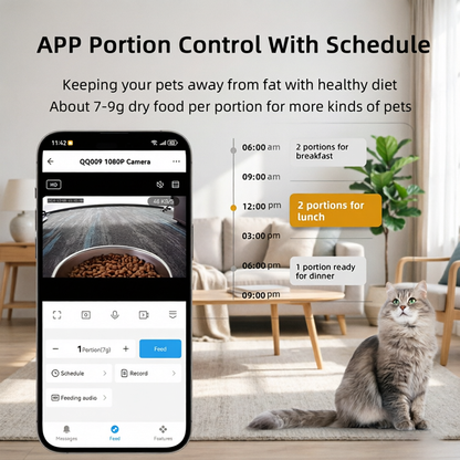 TikPaws QQ009 Pro Smart Pet Feeder – 1080P HD Camera Automatic Food Dispenser with Dual WiFi & App Control