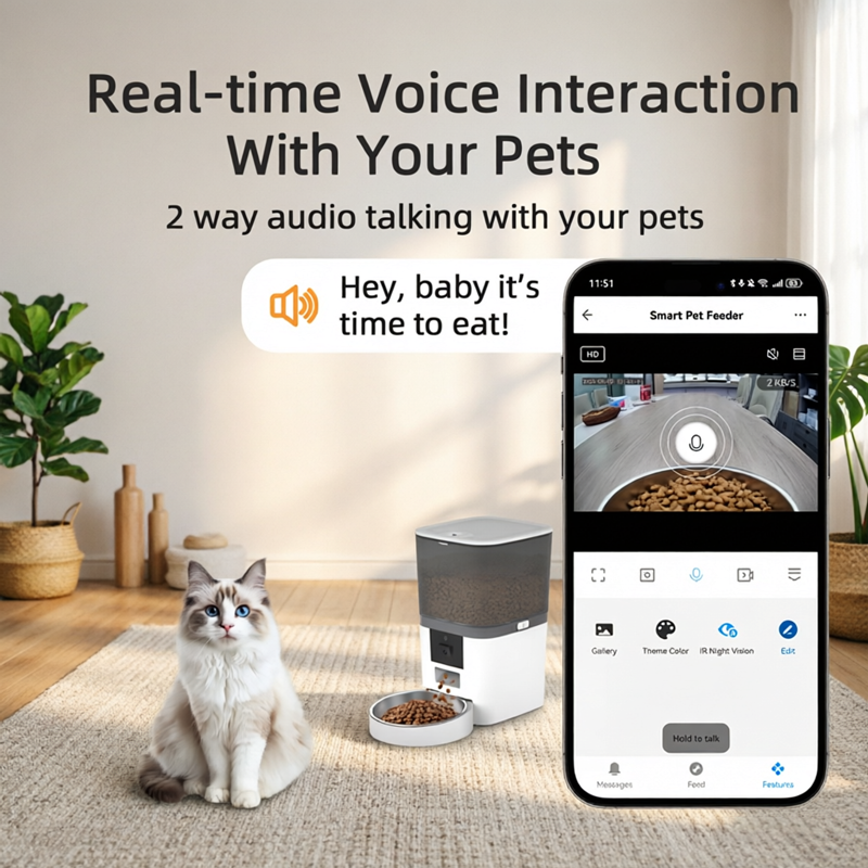 TikPaws QQ009 Pro Smart Pet Feeder – 1080P HD Camera Automatic Food Dispenser with Dual WiFi & App Control