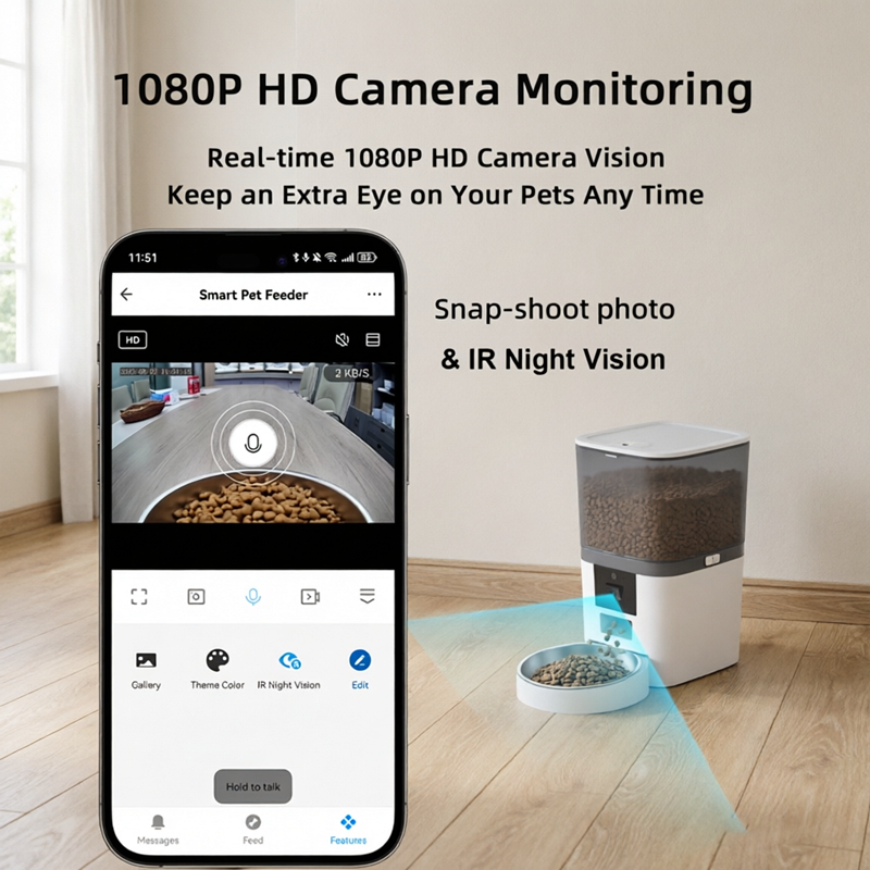 TikPaws QQ009 Pro Smart Pet Feeder – 1080P HD Camera Automatic Food Dispenser with Dual WiFi & App Control