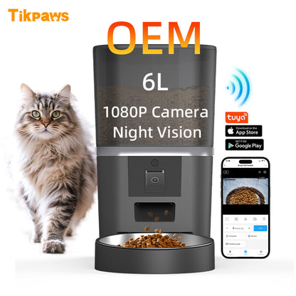 TikPaws QQ009 Pro Smart Pet Feeder – 1080P HD Camera Automatic Food Dispenser with Dual WiFi & App Control