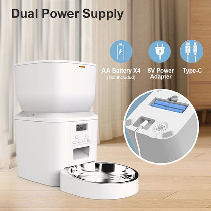 TikPaws QQ022 Smart Pet Feeder – 4L   Automatic Food Dispenser with Programmable Feeding, LCD Display & 2.4G WiFi Scheduling